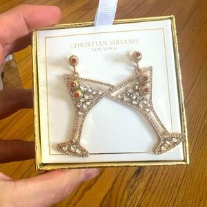 Christian Siriano Martini Celebration Rhinestone & Beaded Stud Earrings~New!.